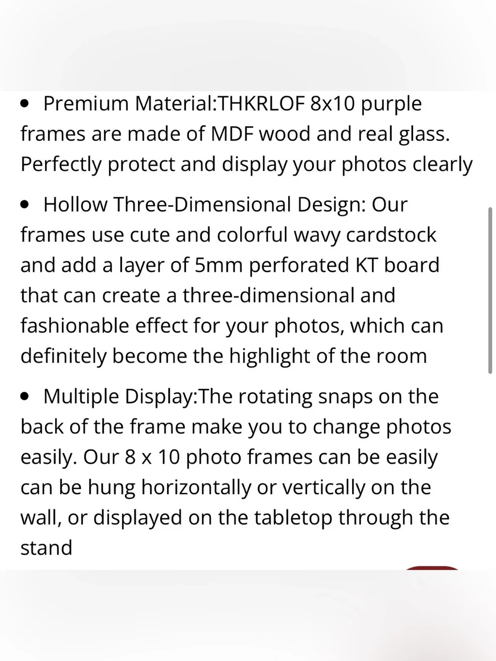 Decorative Picture Frame MDF Wood Real Glass Wavy Cardstock Mat 8x10” LAVENDER